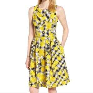 Yellow Floral Checkered Dress